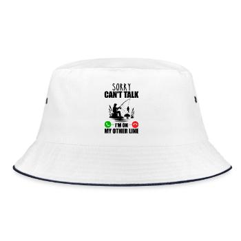 Tut mir leid, ich kann nicht sprechen, ich bin in meiner anderen Leitung - Bucket Hat - Weiß/Navy - Vorne