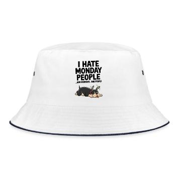 I Hate Mondays Funny Dog Sarcastic Quote - Bucket Hat - white/navy - Front