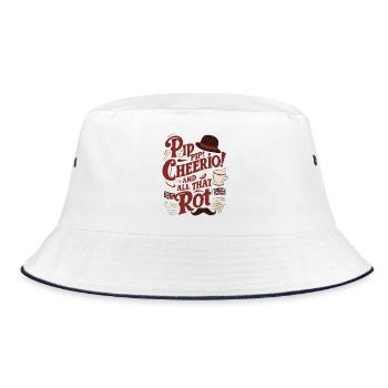 Lustiger britischer Humor Pip Pip Cheerio Zitat Design - Bucket Hat - Weiß/Navy - Vorne