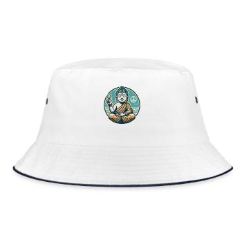 Friedenszeichen für Frieden Buddha - Bucket Hat - Weiß/Navy - Vorne