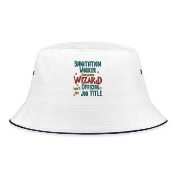 Sanitation worker Wizard - Bucket Hat - Weiß/Navy - Vorne