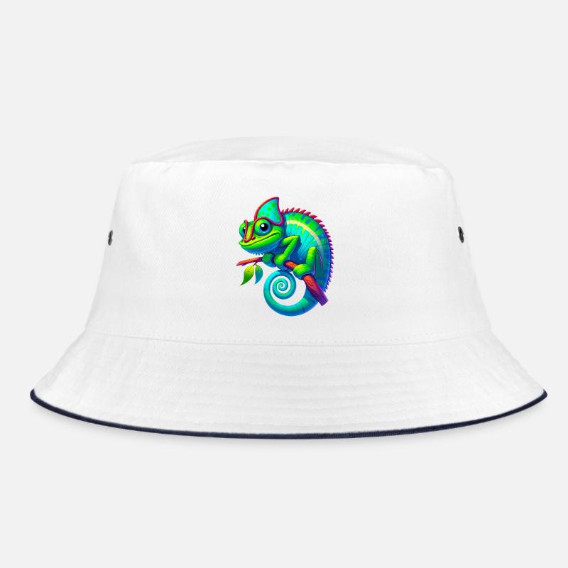 Chamäleon - Bucket Hat - Weiß/Navy