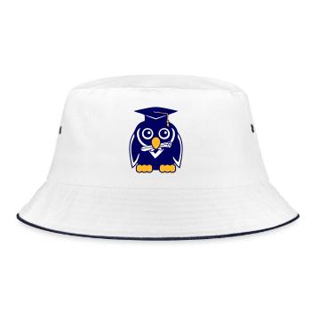 Penguin Graduation Abitur College School Certificate - Bucket Hat - white/navy - Front