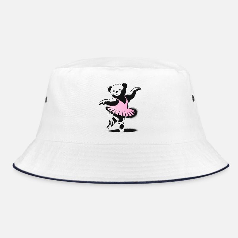 Ours en peluche mignon en robe de ballet rose - Bob - blanc/marine