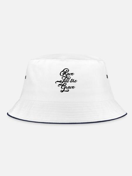 RAVE TILL THE GRAVE - Bucket Hat - Weiß/Navy - Vorne
