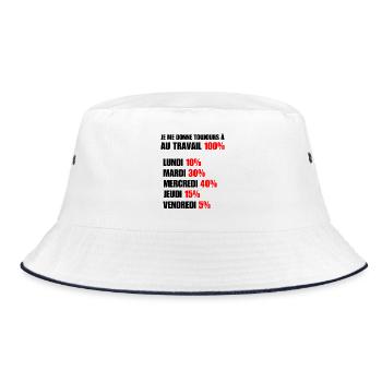 Bei der Arbeit gebe ich immer 100 - Bucket Hat - Weiß/Navy - Vorne