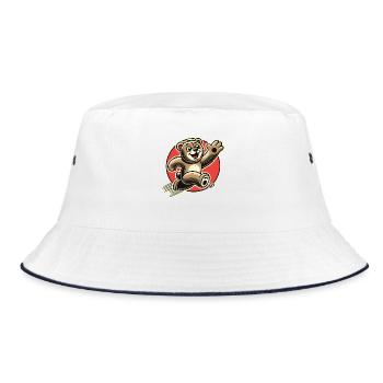 Funny bear, running happy stuffed bear - Bucket Hat - white/navy - Front