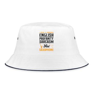 Saxophones I Speak 4 Languages - Bucket Hat - white/navy - Front