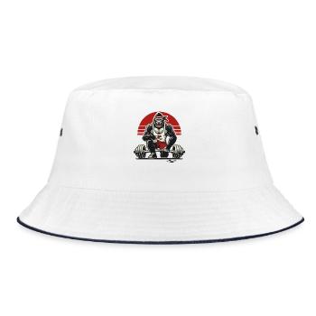 Fitness gorilla in weightlifting - Bucket Hat - white/navy - Front