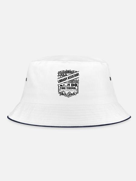 I Am Library Assistant Crazy - Bucket Hat - white/navy - Front