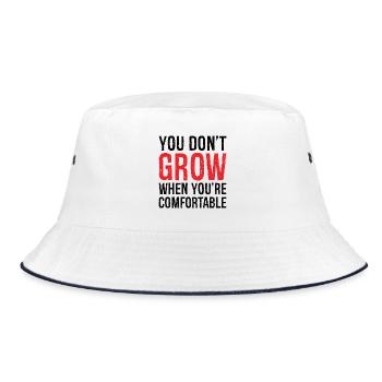 you don't grow when you're comfortable - Bucket Hat - Weiß/Navy - Vorne