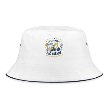 Little Digger Big Dreams – Süßes Bagger Design - Bucket Hat - Weiß/Navy - Vorne