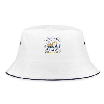 Little Digger Big Dreams – Süßes Bagger Design - Bucket Hat - Weiß/Navy - Vorne