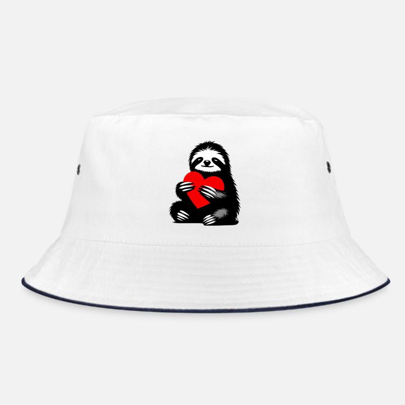 Faultier - Bucket Hat - Weiß/Navy
