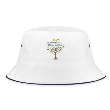 Learning and growing through play – children's motif design - Bucket Hat - white/navy - Front