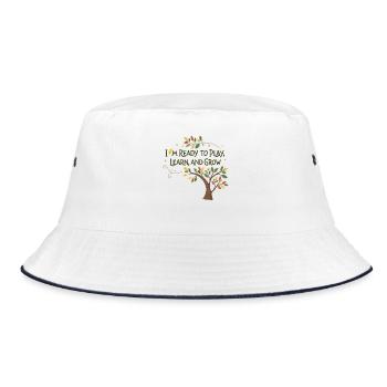 Learning and growing through play – children's motif design - Bucket Hat - white/navy - Front