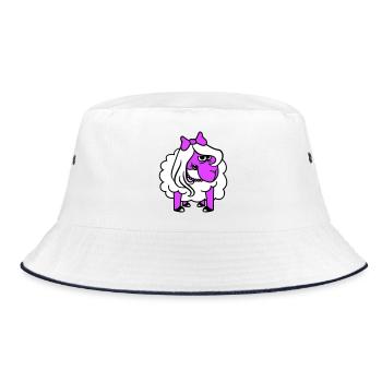 mouton offensé fille femme mauvais œil joli - Bob - blanc/marine - Devant
