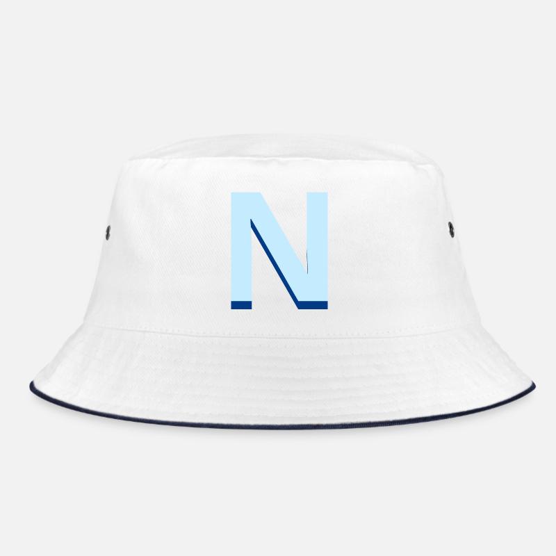 Pop und moderner blauer Buchstabe n - Bucket Hat - Weiß/Navy