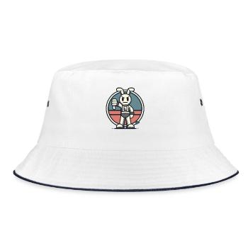 Critical hare, thumbs down - Bucket Hat - white/navy - Front