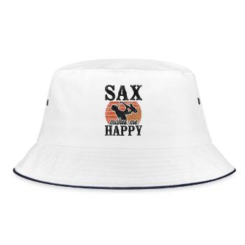 Saxophone Pun Sax Makes Me Smile - Bucket Hat - Weiß/Navy - Vorne