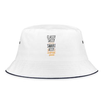 Saxophone Classy Sassy And A Bit - Bucket Hat - white/navy - Front