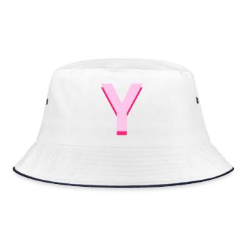 Pop und moderner rosa Buchstabe - Bucket Hat - Weiß/Navy - Vorne