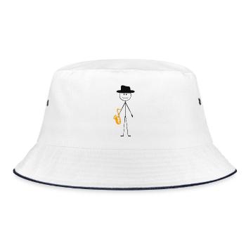 Saxophone Saxophone Guy - Bucket Hat - Weiß/Navy - Vorne