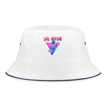 Saxophone Retro Vintage Sax Appeal - Bucket Hat - white/navy - Front