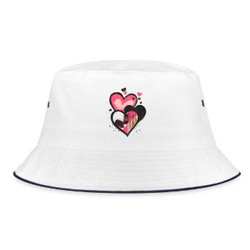 Herzmuster Herzen Valentinstag Liebe Geschenk - Bucket Hat - Weiß/Navy - Vorne