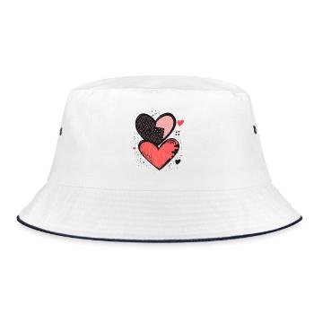 Valentinstag Liebe Herzen Herzmuster Geschenk - Bucket Hat - Weiß/Navy - Vorne