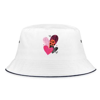Herzen Liebe Valentinstag Herzmuster Geschenk - Bucket Hat - Weiß/Navy - Vorne