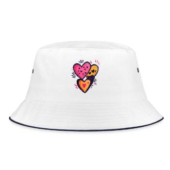Herzen Valentinstag Herzmuster Liebe Geschenk - Bucket Hat - Weiß/Navy - Vorne