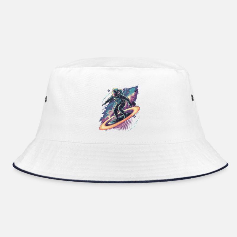 Astronaut surft in den kosmischen Ringen Bucket Hat