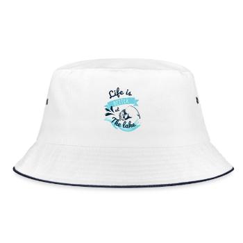 Leben Am See – Angeln - Bucket Hat - Weiß/Navy - Vorne
