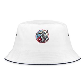 Samurai Ronin or Mecha Shogun - Bucket Hat - white/navy - Front
