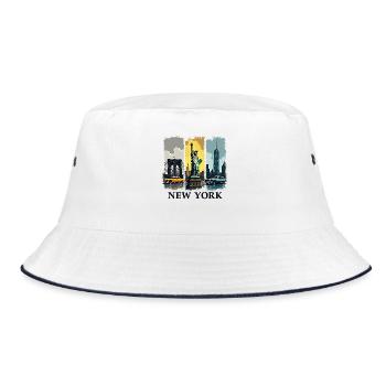 New York City Skyline Design – Urban Style Mode - Bucket Hat - Weiß/Navy - Vorne