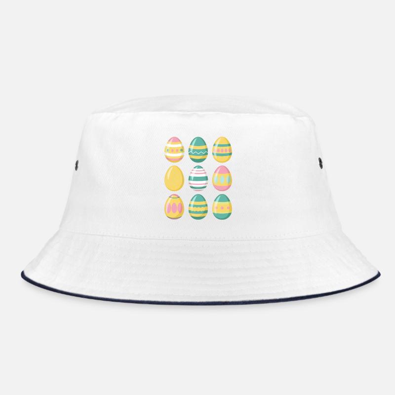 Ostereier - Bucket Hat - Weiß/Navy