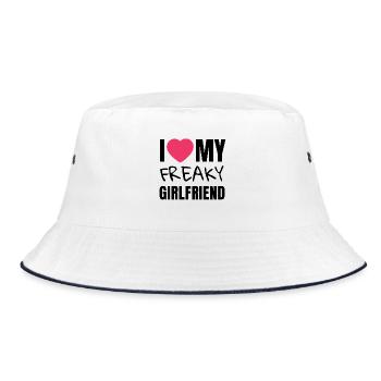 I Love My Freaky Girlfriend.Valentine's Day T-Shirt - Bucket Hat - white/navy - Front