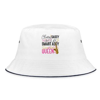 Saxophone Classy Sassy And A Bit - Bucket Hat - white/navy - Front