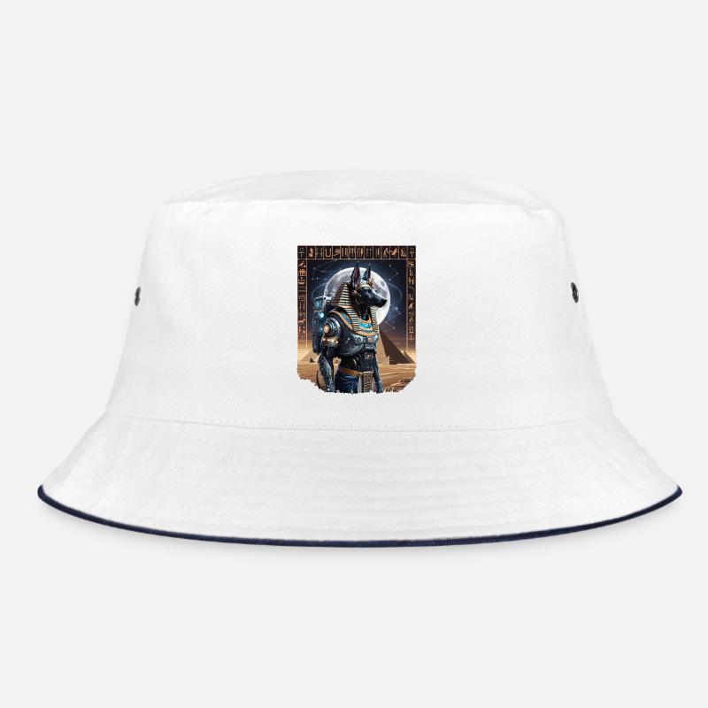 Antikes Anubis-Astronauten-Sci-Fi-Design - Bucket Hat - Weiß/Navy