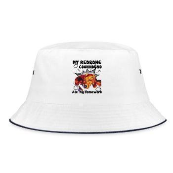 Redbone Coonhound Ate My Homework - Bucket Hat - white/navy - Front