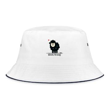 Cartoon Schwarzes Schaf - Bucket Hat - Weiß/Navy - Vorne