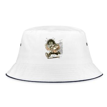 Japanischer nerdiger wütender Otaku - Bucket Hat - Weiß/Navy - Vorne
