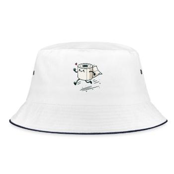 Schnelles Notfall-Toilettenpapier - Bucket Hat - Weiß/Navy - Vorne