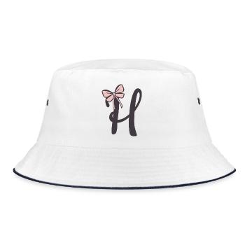 Initial letter H Ribbon - Bucket Hat - white/navy - Front
