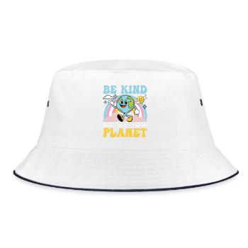 Tag der Erde - Seien Sie nett zu unserem Planeten - Bucket Hat - Weiß/Navy - Vorne