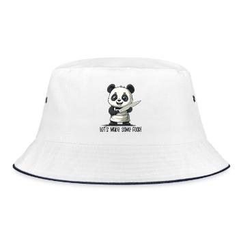 Let’s Make Some Food – Panda Koch Cartoon - Bucket Hat - Weiß/Navy - Vorne