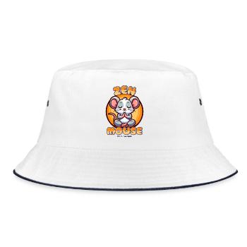 Meditation Yoga Zen Mouse "Find Your Inner Squeak" - Bucket Hat - white/navy - Front