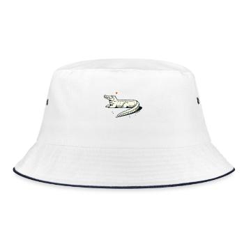 Cooler Alligator – Lässig und stylisch - Bucket Hat - Weiß/Navy - Vorne