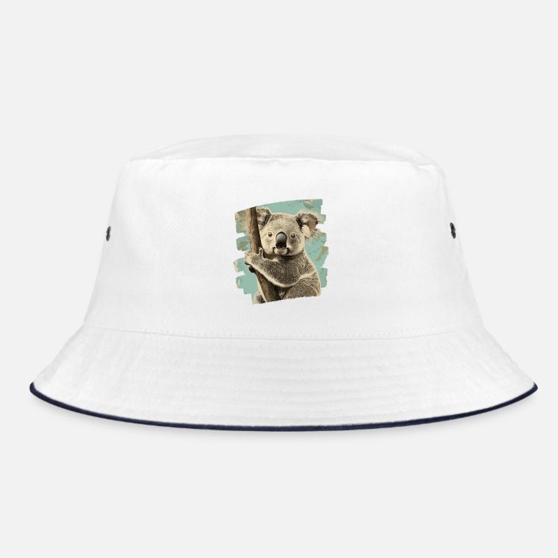 Koala Bär - Bucket Hat - Weiß/Navy